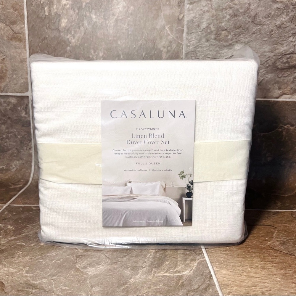 Heavyweight Linen Blend Duvet Cover Set - Casaluna Full/Queen - White - … - Picture 8 of 10